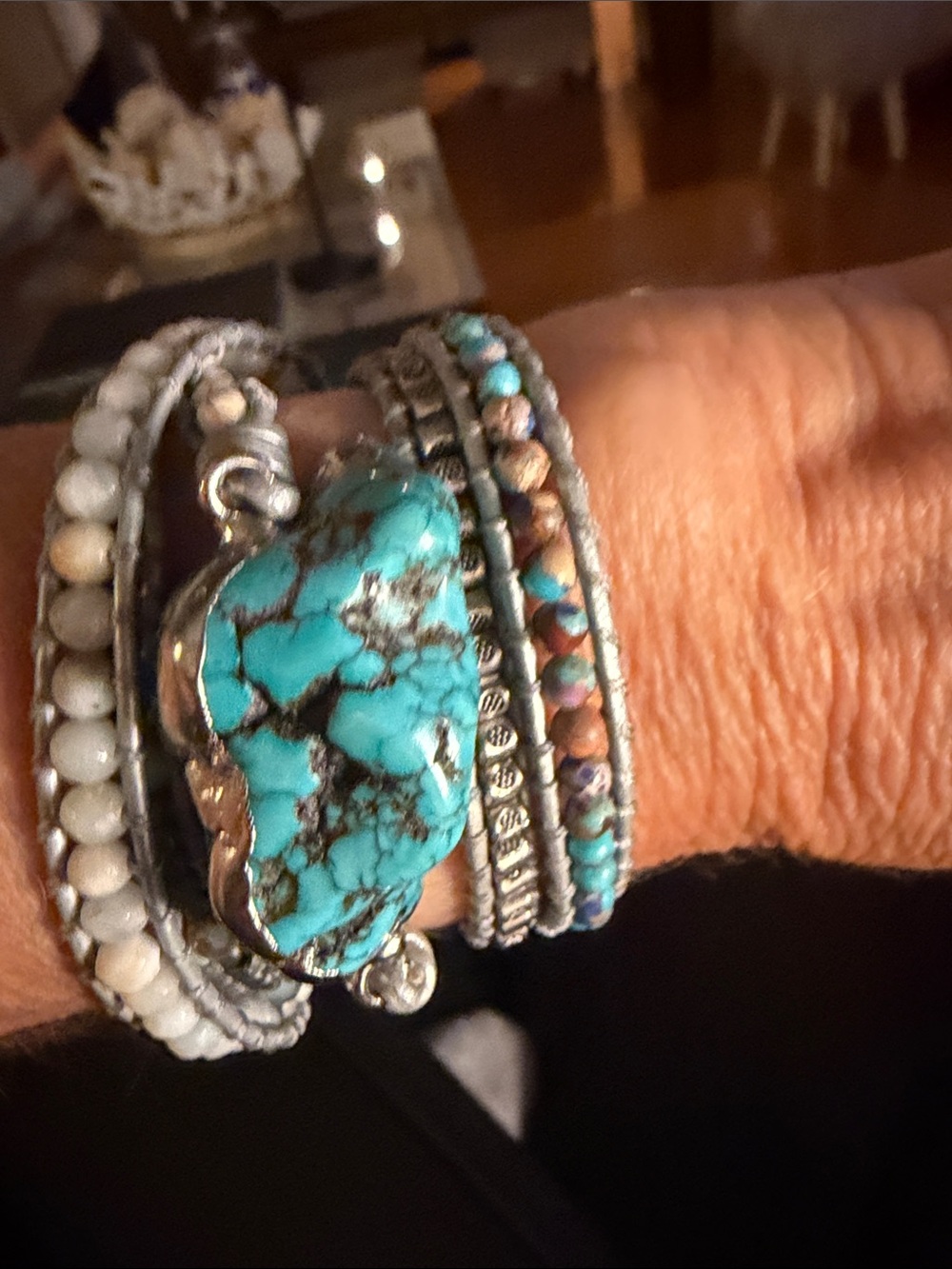 Turquoise Stone Multi-Strand wrap Women's Bracelet